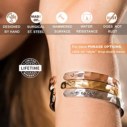 Carviell Bracelets for Women – 100+ Meaningful Engraved Messages – Solid 316L Surgical Stainless Steel Cuff Bracelet – Gift Ready B0C6HCVQD4