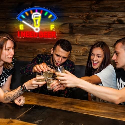 I Need Beer Neon Sign for Wall Decor Dimmable Beer LED Light Beer Dashboard Bar Neon Light for Man Cave Bar Pub Party Restaurant Christmas Birthday Gift Art Size13.6 * 12.5(WZCP020)