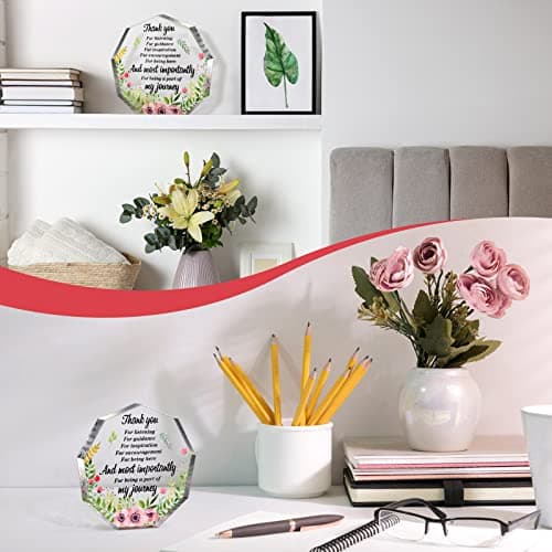 Appreciation Gifts with Inspirational Quotes Gift for Coworker Employee Nurse Acrylic Xmas Desk Decor for Teacher Leader Boss Yinder Acrylic Christmas Appreciation Thank You Gifts, Nonagon Poppy B0BLGD4QTQ
