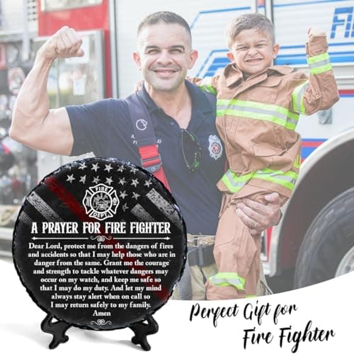 Firefighter Gifts for Men – Fireman Prayer Plaque – Firefighter Graduation Gifts – Inspirational Fire Fighter Decor for Home or Office, Birthday, Christmas, Thank You, Retirement Keepsake