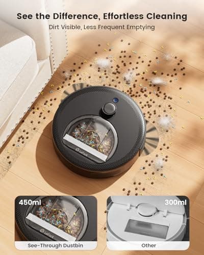 Lefant LiDAR Robot Vacuum and Mop, 450ml Visible Dustbin, Upgraded 190° PSD Obstacle Avoidance, Customized Cleaning, Multi-Floor Mapping, 150 Mins Runtime, 2.4G/5G WiFi, Pet Hair & Carpets, M330 Pro