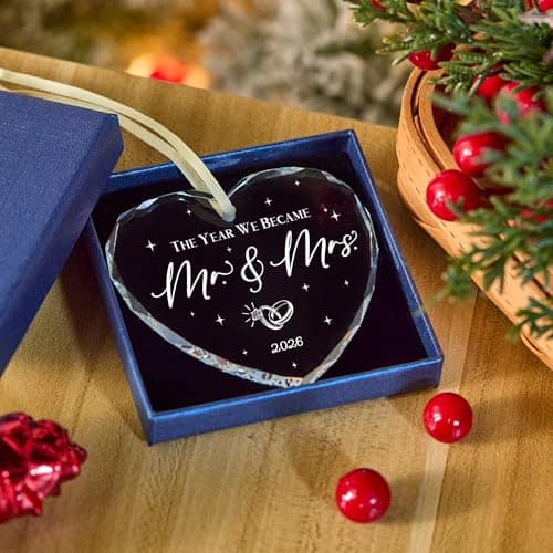 Mr and Mrs Gift for Newlywed, Future Mr Mrs - Just Married Party Decoration Christmas Glass Ornament - Wedding Registry Ideas Wedding Gift for Couples 2026 Bridal Shower Gift for Married Newlywed B0FW4YQ8FM