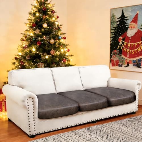 molasofa Leather Like Couch Cushion Covers Sofa Slipcovers Sets Couches Furniture Protector Covers for Sectional Armchair Loveseat Stretch Spandex Fabric, Machine Washable (3 Cushion Sofa, Brown)