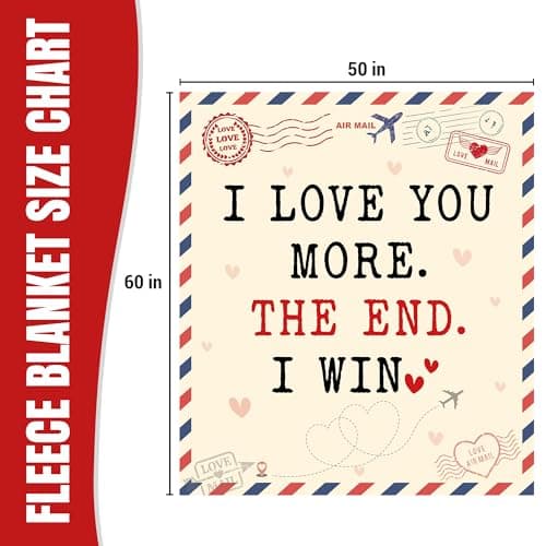 Christmas Anniversary Couple Gifts for Women - I Love You More Soft Fleece Throw Blanket 50x60 in - Birthday Romantic Gifts for Girlfriend Boyfriend Wife Husband, I Love You Gift for Him Her