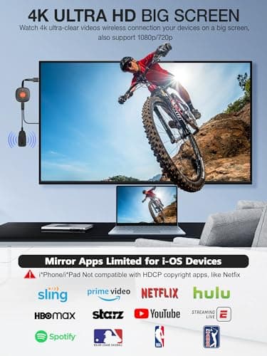 Wireless HDMI Display Dongle Adapter 4K, TIMBOOTECH WiFi HDMI Dongle Adapter Casting Video Receiver for Phone/Pad/OS/Android/PC/MacOS to TV/Projector/Monitor, Support Miracast, DLNA, Airplay