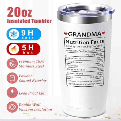 Lifecapido Gifts for Grandparents, 20oz Nutrition Facts Grandma Grandpa Tumbler Set, Grandparents Christmas Birthday Mothers Day Fathers Day Announcement Gifts for Grandma and Grandpa