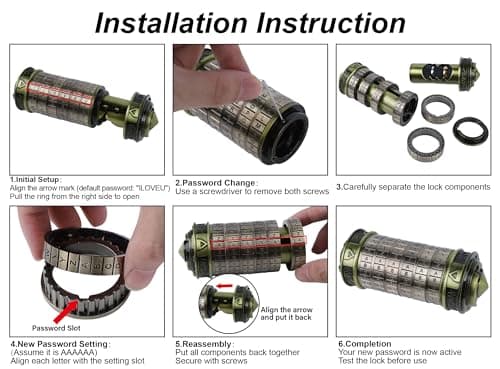 YOFIT yofit Da Vinci Code Mini Cryptex Lock Puzzle Box with Hidden Compartments for Notes Paper Money Rings Jewelry, Anniversary Romantic Birthday Gifts for Her Men Women Girlfriend