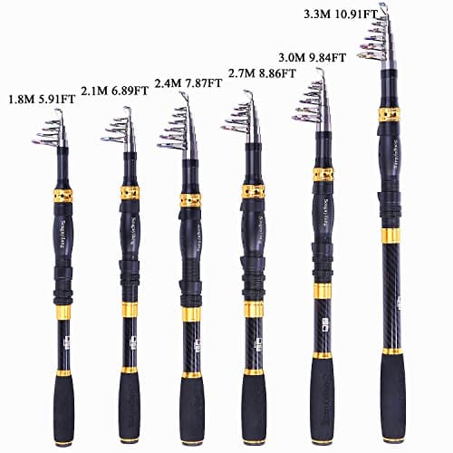 Sougayilang Telescopic Fishing Rod - 24 Ton Carbon Fiber Ultralight Fishing Pole with CNC Reel Seat, Portable Retractable Handle, Stainless Steel Guides for Bass Salmon Trout Fishing