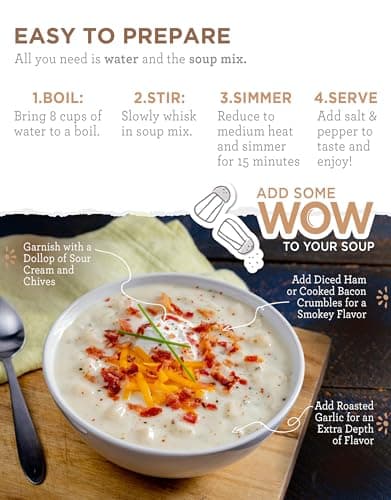 READYWISE - Simple Kitchen, Soup Sampler, Variety Pack, 8 Servings Per Pouch, Soup Mix, Family Size, MRE, Gluten Free, Freeze Dried Food, Ready To Eat Meals, Hiking & Backpacking Food, Soup for Family, Pack of 5