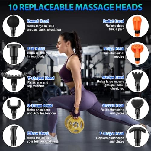 TOLOCO Massage Gun, Deep Tissue Back Massage for Athletes for Pain Relief, Percussion Massager with 10 Massages Heads & Silent Brushless Motor, Gifts for Fathers Day, Black