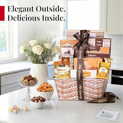 Deluxe bereavement food care package with snacks and sweets for loss, funeral, or condolences. Kosher shiva. Broadway Basketeers Deluxe Sympathy Gift Basket Sharing Heartfelt Moments B076BXHWSC