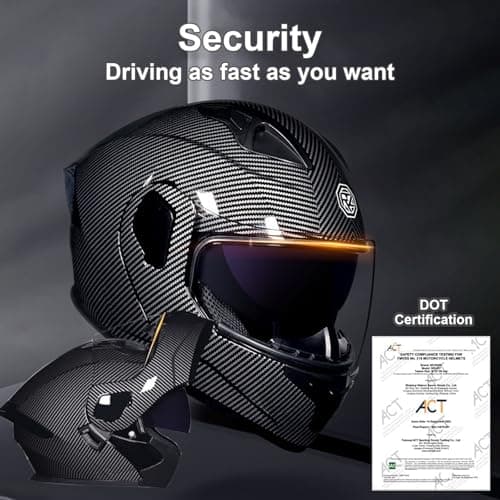 Bluetooth Modular Motorcycle Helmet DOT Approved Full Face Flip up Anti-Fog Double Visor Helmet Street Bike Helmet Built-in Dual Speaker with Microphone