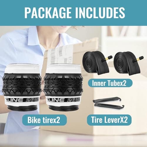 Hycline 26x2.125 Cruiser Bike Tires Set: 2-Pack 26-inch Premium Butyl Rubber High-Performance Folding Replacement Bicycle Tires for Beach Cruiser and Urban Commuting Bicycle