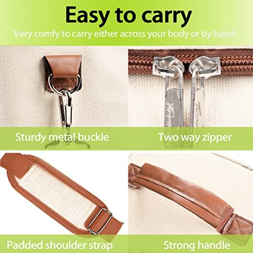 Tirrinia 4 Bottle Wine Gift Carrier - Leakproof & Insulated Padded Portable Versatile Wine Carrying Cooler Tote Bag for Travel, BYOB Restaurants, Wine Tasting, Parties,Gift for Wine Lovers, Beige