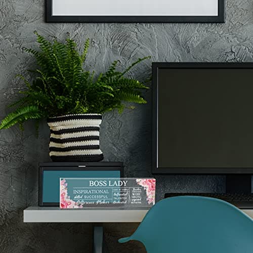 Pinkunn Boss Lady Gifts for Women Inspirational Quotes Office Gifts for Women Acrylic Boss Lady Office Decor Birthday Appreciation Keepsake and Paperweight for Leader(Classic Style)