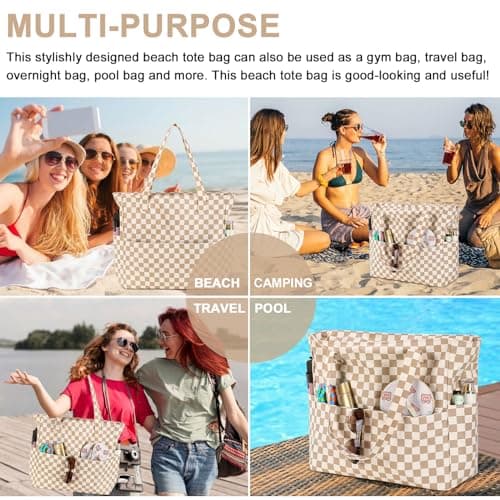 Bluboon Waterproof Beach Tote Pool Bags for Women Ladies Extra Large Carry On Bag With Wet Compartment for Weekender Travel