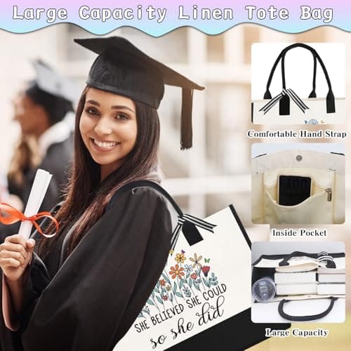 She Believed She Could So She Did Gift for Girl Canvas Tote Bag Tumbler High School Inspirational Class of 2026 Gifts Graduation Gift for Her College Master phd Congratulations Gifts for Women B0DSFV9L61