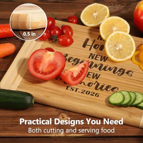 New Beginnings Gifts for Women Men Couple New Homeowner Closing New Apartment Essentials New Memories House Warming Gift New Home 2026,Engraved Cutting Board New Home Gift Ideas B0DS43P1D8