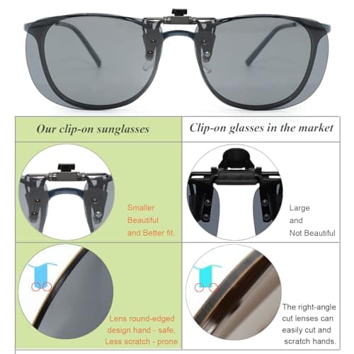 MONICE Fishing Clip on Flip up Polarized Sunglasses Fit Over Prescription Glasses Driving UV Protection Gift Men Women