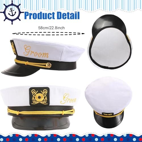 Groom Captain Hat with Groom Sash Bachelor Party Favors Supplies Decorations, Ideas, Gifts Nautical Bachelor Hat