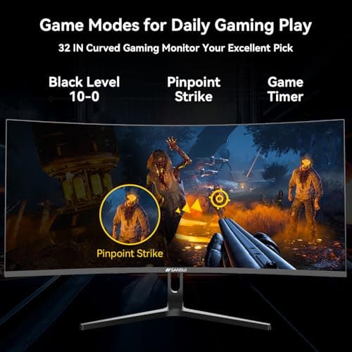 SANSUI 32 Inch Curved 240Hz Gaming Monitor High Refresh Rate, FHD 1080P Gaming PC Monitor HDMI DP1.4, Curved 1500R, 1Ms MPRT, HDR,Metal Stand,VESA Compatible(DP Cable Incl.)