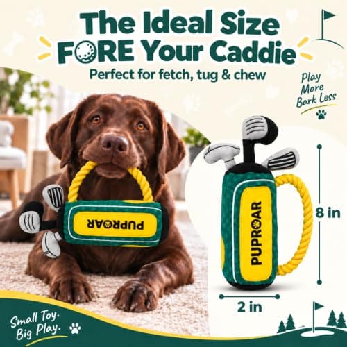 PUPROAR Golf Dog Toy, Dog Birthday Gift, Funny Squeaky Plush Rope Golf Bag Toy for Small, Medium & Large Breeds B0D9PDDT2D