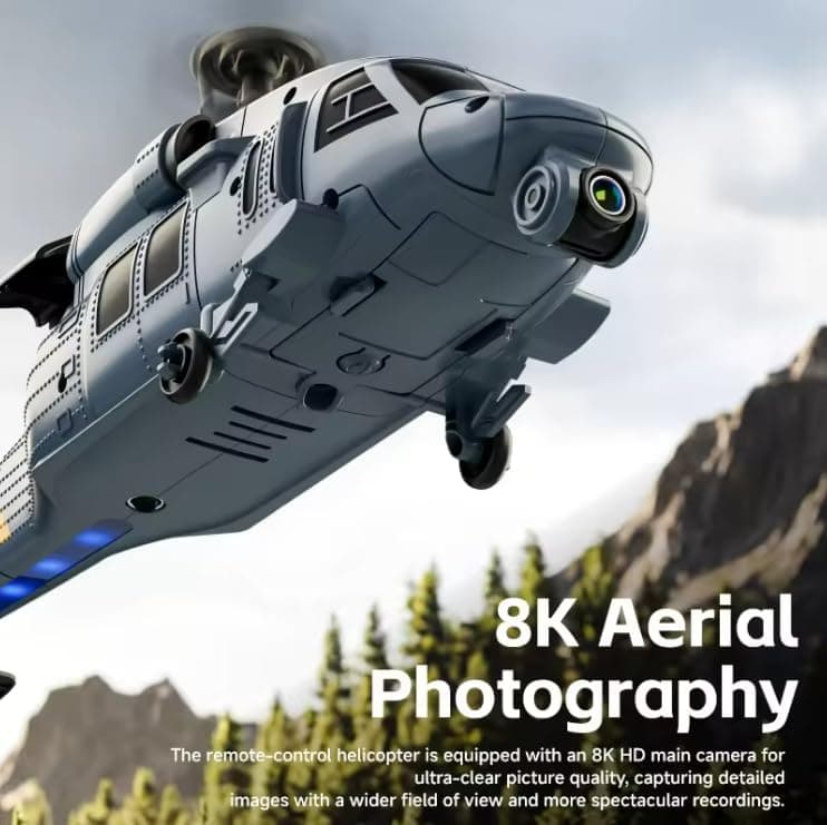 RC Helicopter with Camera, Drone, Remote Control Helicopter for Adults, 8K Aerial Photography, Altitude Hold, LED Lights, Ready to Fly for Gift