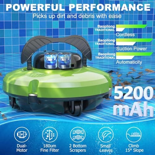 2026 Cordless Robotic Pool Cleaner - 120 Mins Automatic Pool Vacuum for Above Ground Pool & In - Ground Flat Pools up to 1000 Sq.Ft, Robot Pool Cleaner with Self - Parking Tech