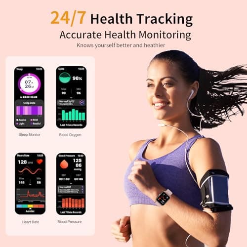 Smart Watch, Smartwatches for Men Women, 1.85" HD Fitness Tracker (Answer/Make Calls), 120+ Sport Modes, Heart Rate/Sleep Monitor, IP68 Waterproof Fitness Watch, Smartwatch for Android iOS (Pink)