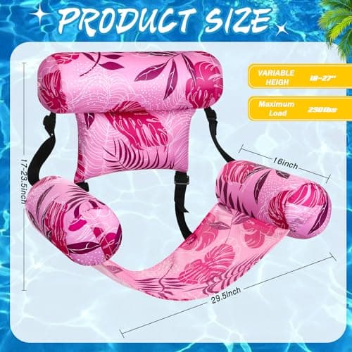 Inflatable Pool Floats Adult Floating Lounge Chairs Blow up Pool Noodles for Adult Heavy Duty Swimming Tropical Plants Fun Pattern Floating Chair for Summer Water Beach Lake Party