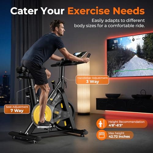 OWLSKY Exercise Bike with APP, Magnetic Resistance Indoor Cycling Bike, 300 lbs Capacity Quiet Stationary Bike for Home Gym Cardio Workout