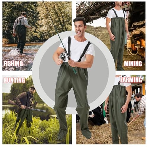 Pfeibk Men's Fishing Waders, Lightweight Breathable Chest Waders for Men, Waterproof Fly Fishing Waders