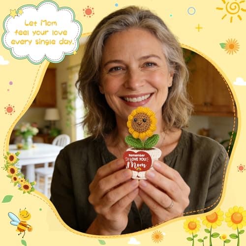 Best Moms Gift from Daughter Son to Mother in Law Mama Grandma Christmas stocking stuffers Remember I Love You Mom Gifts for Birthday Mother’s Day Crochet Sunflower B0GHY7ZSJN