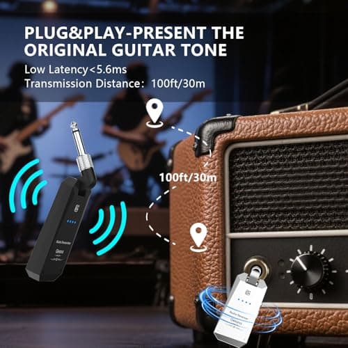 5.8Hz Guitar Wireless System Anti-Interference Instrument 4Channels Wireless Transmitter Receiver Digital Audio Cordless System Bass For Electric Guitars Bass