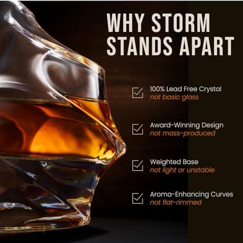 Storm Japanese Crystal Whisky Decanter – 100% Ultra Clarity Lead-Free Crystal – 750ml Elegant Liquor Carafe for Whiskey, Scotch, Bourbon & Spirits