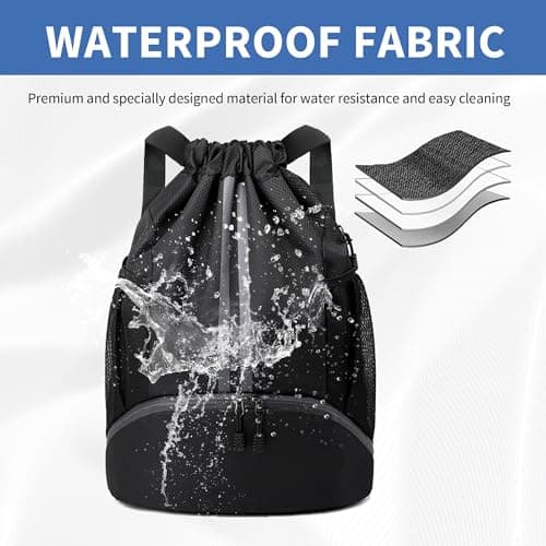 JELUTAR Drawstring Backpack Gym Bag with Shoes Compartment for Soccer, Basketball, Swim, Water-Resistant String Backpack Beach Cinch for Women Men