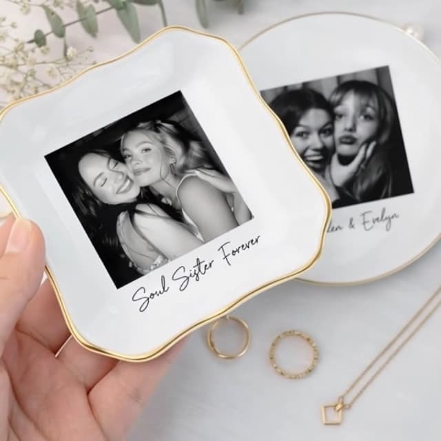 My4gifts Personalized Besties Photo Jewelry Dish, Sisters Jewelry Dish, Custom Besties Gifts, Bff Gifts, Friendship Gift, Best Friend Gift for Women, Custom Jewelrys Plate, Birthday, Christmas/2 B0GFCRMT8Q