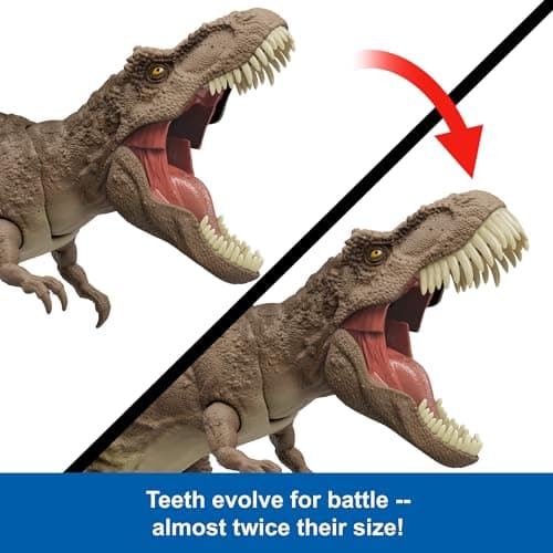Mattel Jurassic World T. rex Dinosaur Toy with Sound & Movement, All-Out Attack Tyrannosaurus Rex Action Figure with Rampage Attack, Plus Digital Play