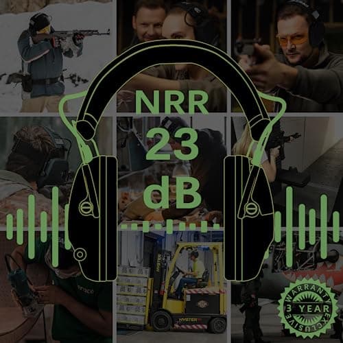 PROHEAR Electronic Ear Protection for Shooting with 4X Sound Amplification, Gun Range Hearing Protection Muffs, NRR 23dB Noise Reduction Headphones for Hunting, Green