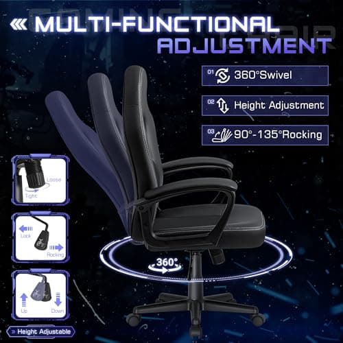 Office Gaming Chair High Back Leather Computer Chairs Ergonomic Height Adjustable Racing Game Desk Chair Executive Conference Task Chair (Black)
