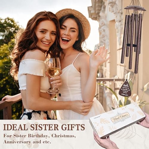 Best sister ever gift for women birthday christmas mother's day, sisters in law gift, sister gifts from brother, home decor Sister Gifts, 32" Bronze Wind Chimes, Sister's Birthday Gifts from Sisters B0FLDC4X15