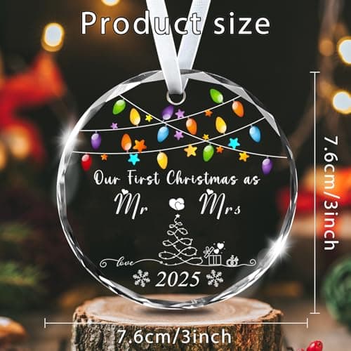 Christmas Ornaments 2025,Our First Christmas Married Ornaments Wedding Gifts for Couples 1st Xmas Married Ornament 2025 Mr and Mrs Bridal Shower Bachelorette Gifts for Bride to be Newlyweds Her Women