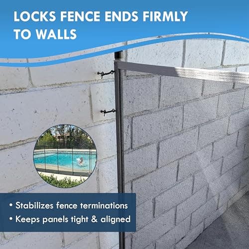 Pool Fence Wall Attachment Kit Black – for DIY Mesh Safety Fencing, Pool Fence, Brick, Block, Stucco, & Wood Walls - Fence Attachment Kit Includes Anchors, Eye Screws & Pool Fench Latches