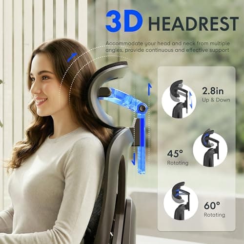 FLEXISPOT ErgoX Premium Ergonomic Office Chair with Footrest - Adjustable 3D Armrests, Dynamic Lumbar Support, Recline & Tilt Function, Mesh Seat, for Home & Office Use, Black