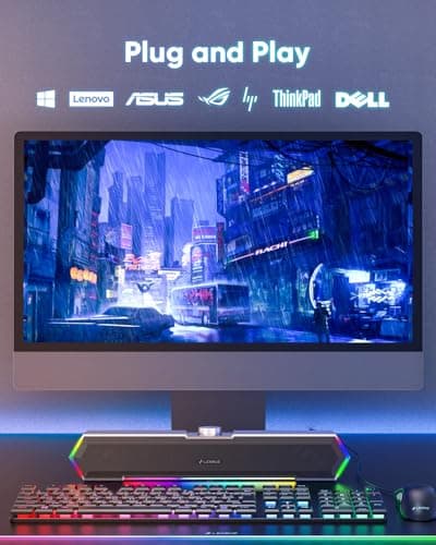 LENRUE G11 Computer Speakers for Desktop, Touch Lights PC Speakers with Surge Clear Sound, USB C/USB Powered, AUX Audio for Computer Desktop PC Laptop Desk