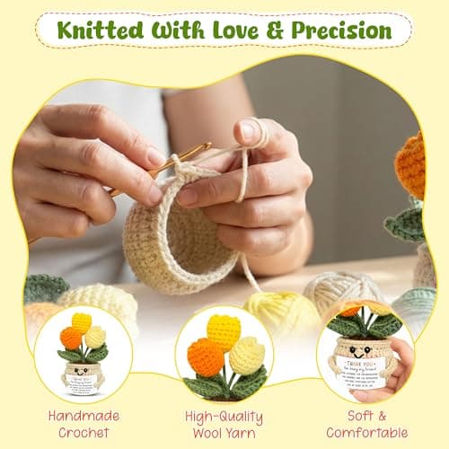 OASSIE Christmas Thank You Gifts for Women Friends - Thank You for Being A Friend Emotional Support Crochet Tulip with Card - Birthday Gifts for Women Friendship, Friend Gift for Coworker Sister