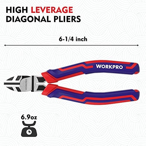 WORKPRO 6” Wire Cutters Heavy Duty CRV Steel, Diagonal Pliers for Cutting Wires Craft, Comfort Grip Handle B0B8SKQB9Z
