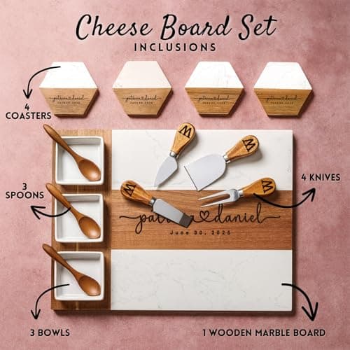 Personalized Charcuterie Board Gifts for Couples, Custom Wedding Gift Ideas, Cheese Board Engagement Gifts, Serving Tray Gift Set