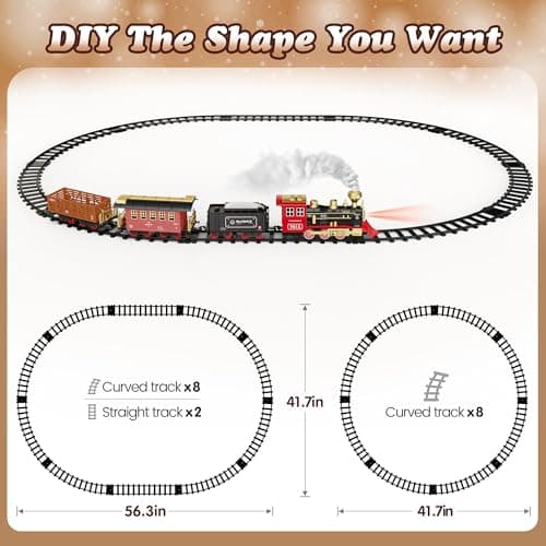 Hot Bee Train Set - Train Toys with Remote Control Trains for Boys with Smokes, Lights and Sound,Toy Train Set for Under Christmas Tree, Toddler Model Trains for 3 4 5 6 7 8+ Years Old Kids