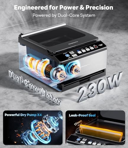 DualCore CVS101 Chamber Vacuum Sealer for Liquids & Sous Vide, 6L Dual Vacuum Zones & Extra-Wide Bag Clamp, 230W Dual-Core Dry Pump x4, Commercial-Grade Food Packaging Machine for Home Use